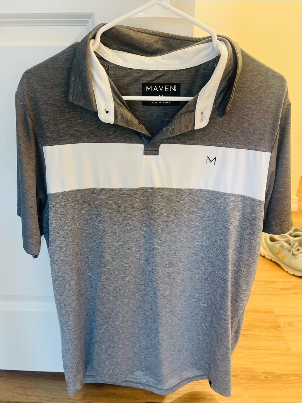 Men’s Grey & White Performance Polo Tank Top